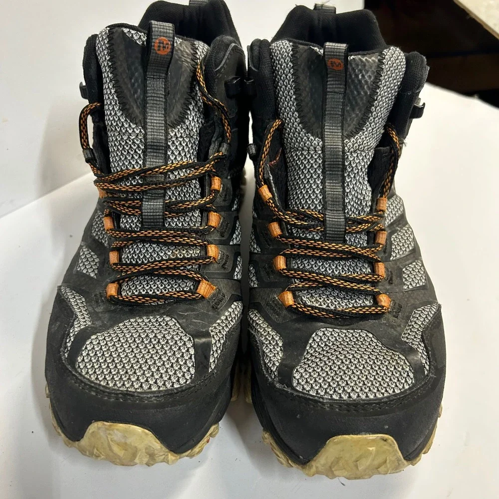 Merrell Moab FST Mid Waterproof Hiking Boots Black Orange Mens 10.5 J35747